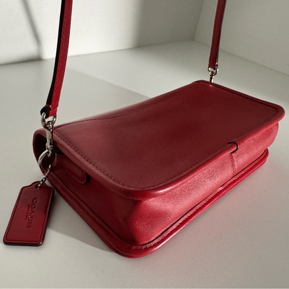 COACH Red Penny Smooth Glove Calf Leather Shoulder Crossbody Bag - Picture 8 of 14